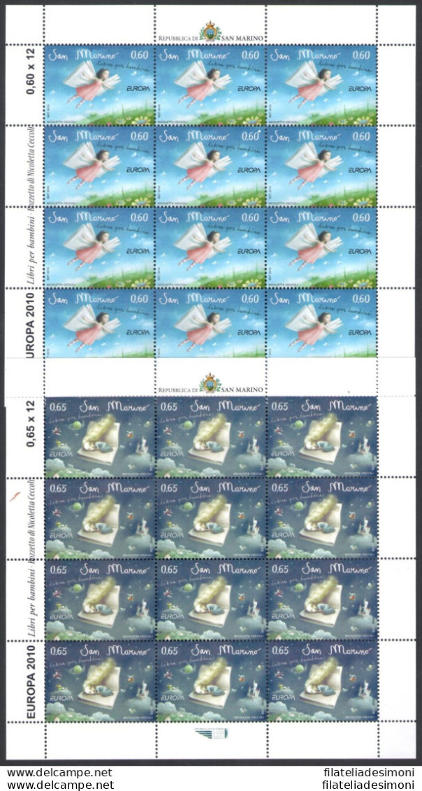 2010 San Marino, Europa Cept - Libri Per L'Infanzia, N. 2278/79 - 2 Minifogli 12 Valori , MNH** - Blocs-feuillets