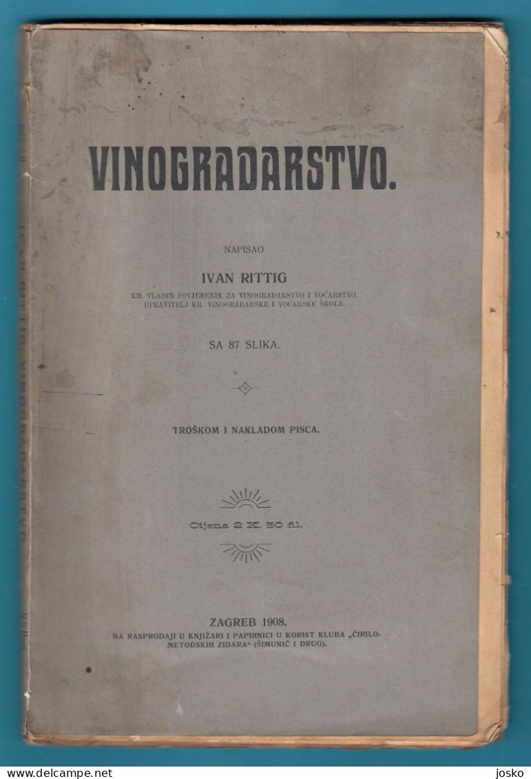 VINOGRADARSTVO - Ivan Rittig ... Croatia Old Book (1908) * Wine Wein Vin Vino Viticulture Weinbau Viticoltura - Slav Languages