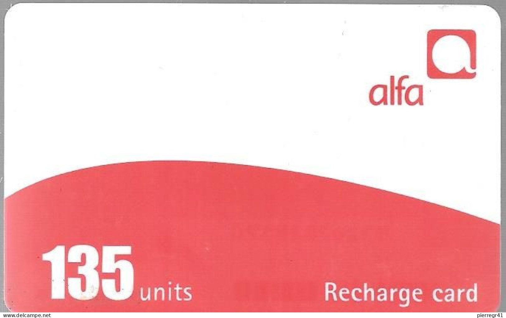 CARTE-PREPAYEE-LIBAN-ALFA-135U-2006-RECHARGE CARD-Plastic Fin-Grattée/TBE-RARE - Lebanon