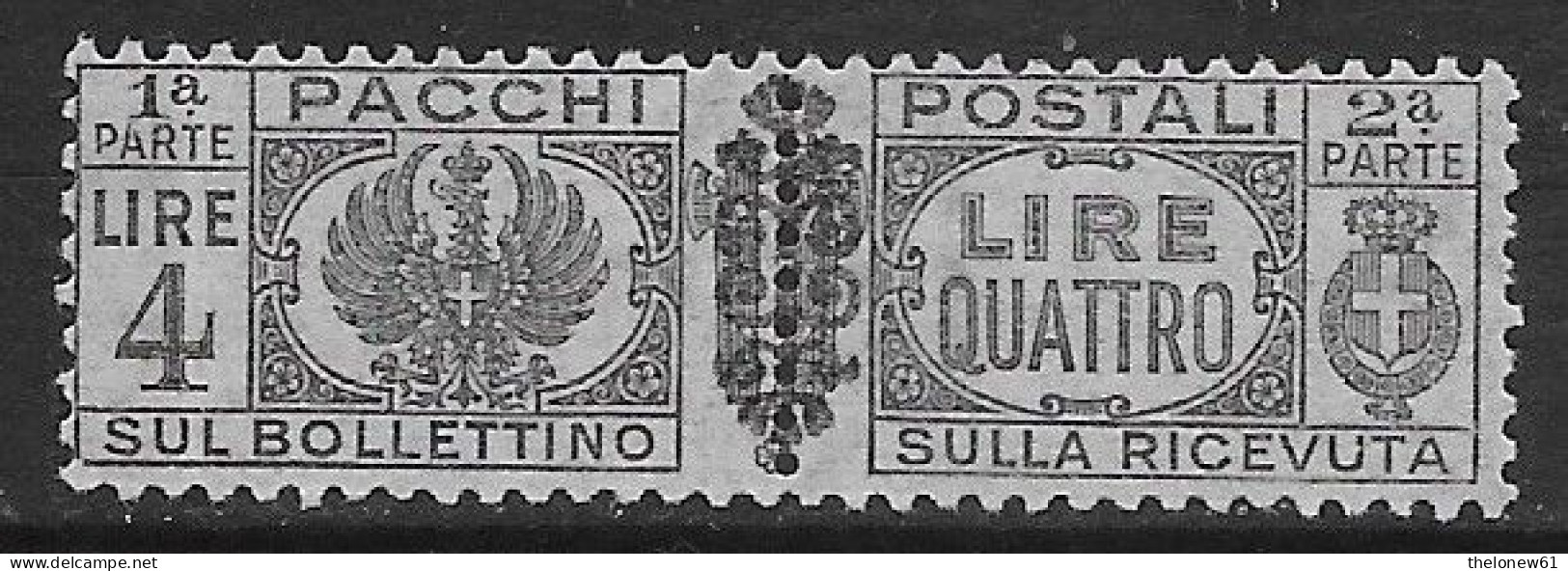 Italia Italy 1945 Luogotenenza Pacchi Postali Con Fregi L4 Sa N.PP57 Nuovo MH * - Colis-postaux
