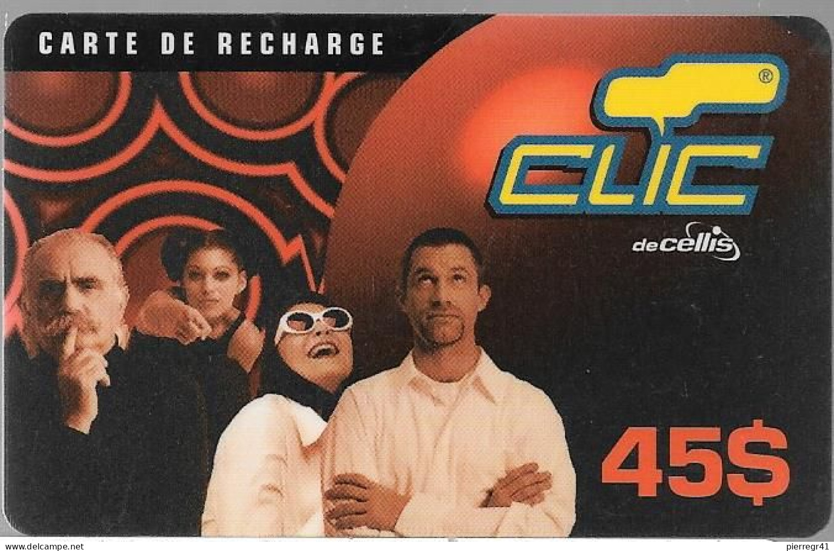 CARTE-PREPAYEE-LIBAN-DECELLIS-CLIC45$-2002-RECHARGE CARD-Plastic Epais-Grattée/TBE-RARE - Líbano