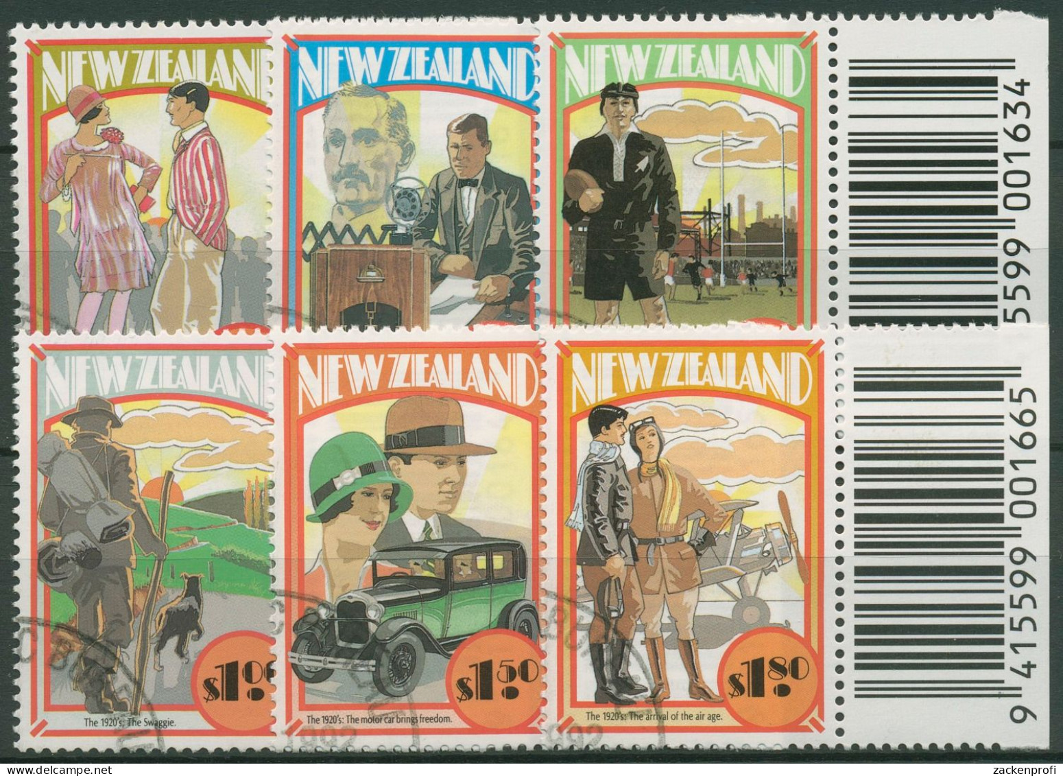 Neuseeland 1992 Die Goldenen Zwanziger Jahre Auto Flugzeug 1261/66 Gestempelt - Used Stamps