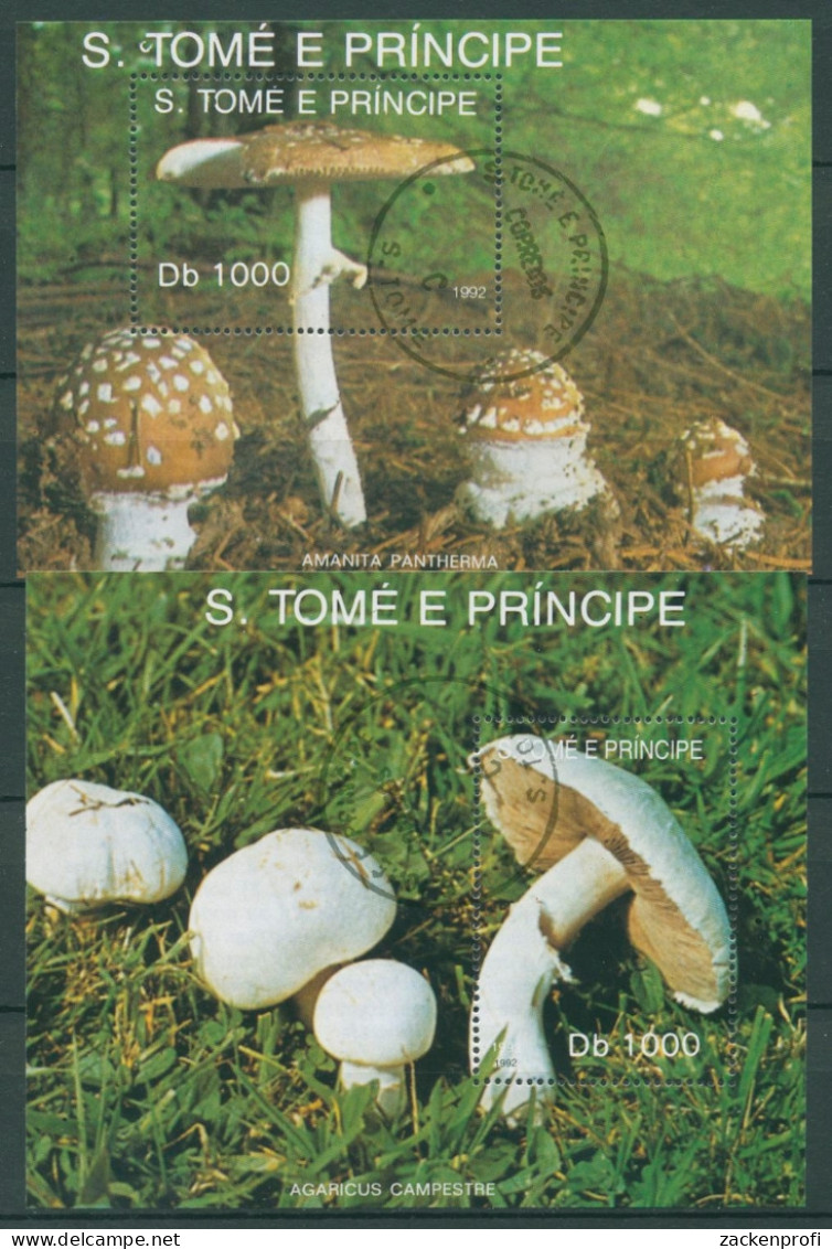 Sao Tomé Und Príncipe 1992 Pilze Pantherpilz Block 283/84 Gestempelt (C27063) - Sao Tome Et Principe