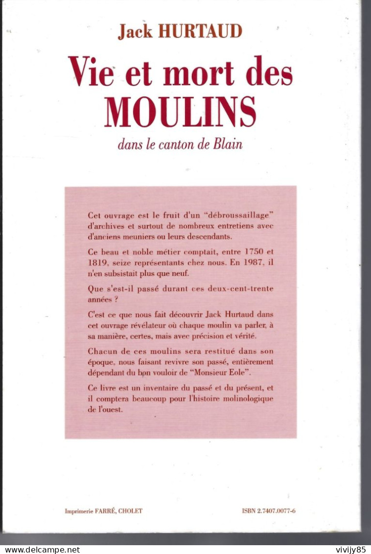 44 - BLAIN ( Canton De ) - T.B. Livre " Matériaux Pour Vie Et Mort Des Moulins " - Pays De Loire