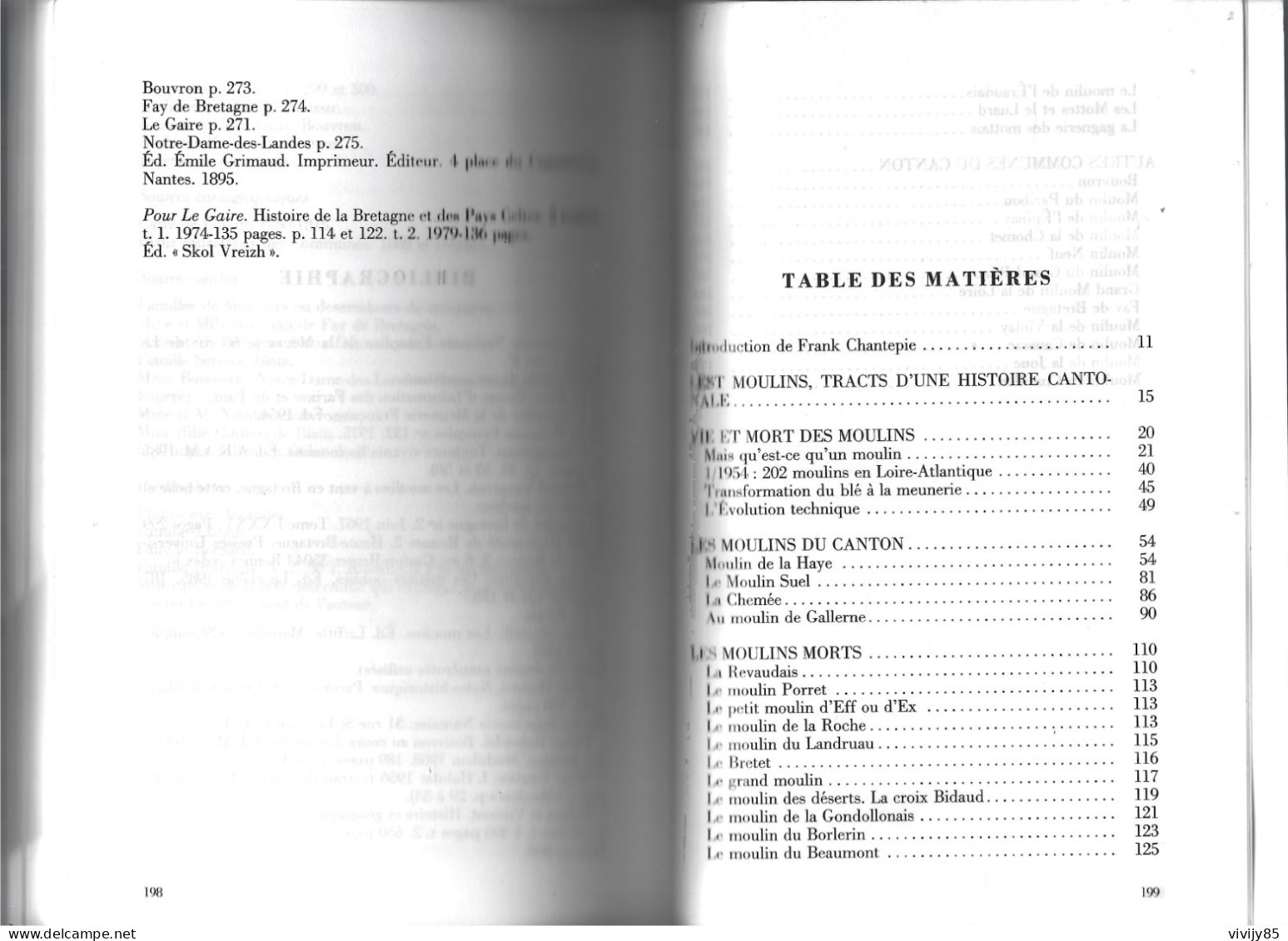 44 - BLAIN ( canton de ) - T.B. livre " Matériaux pour Vie et Mort des Moulins "