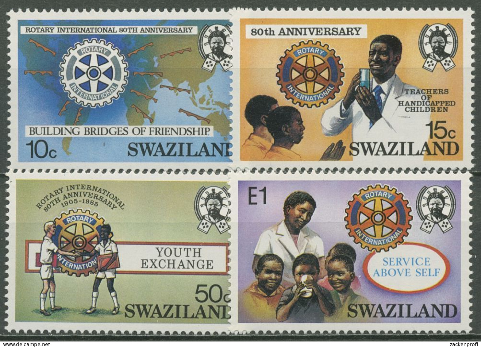 Swaziland 1985 80 J. Rotary International Schule Kinder 475/78 Postfrisch - Swaziland (1968-...)