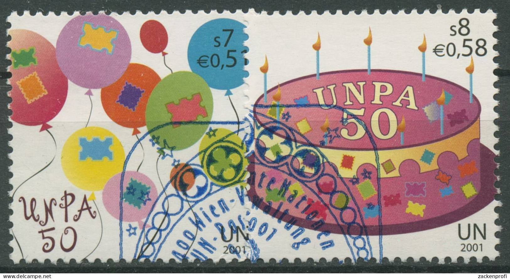 UNO Wien 2001 UN-Postverwaltung Geburtstagsgrüße 342/43 Gestempelt - Usados
