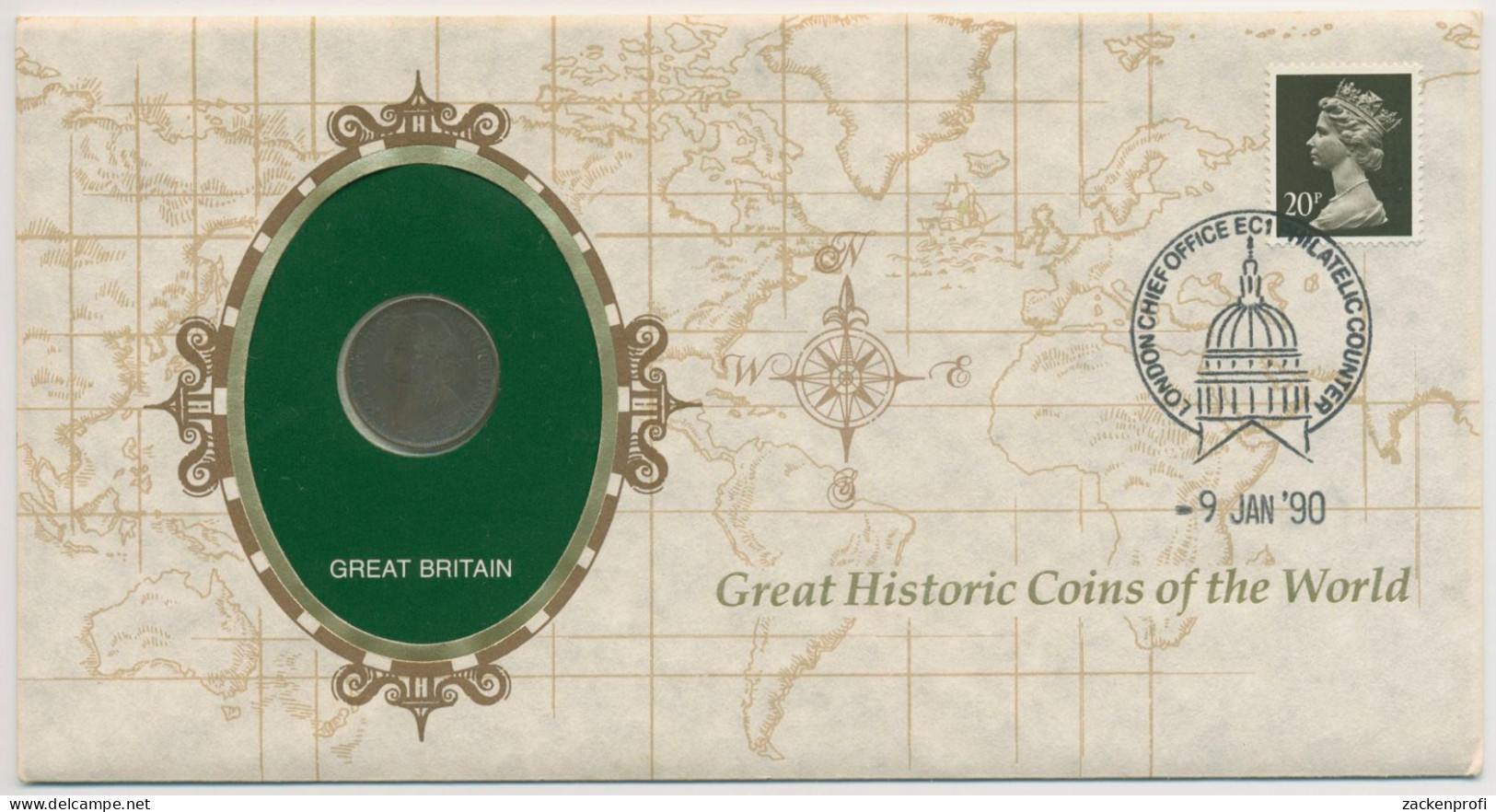 Großbritannien 1990 Historische Münzen Numisbrief Farthing Von 1873 (N280) - B. 1 Farthing