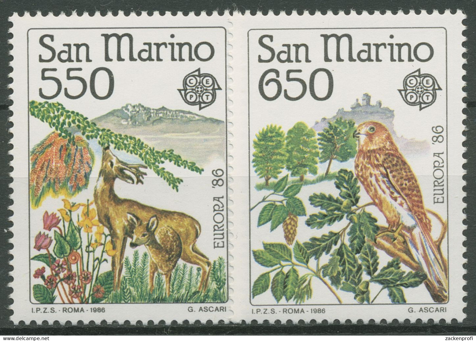 San Marino 1986 Europa CEPT Naturschutz Damwild Turmfalke 1339/40 Postfrisch - Neufs