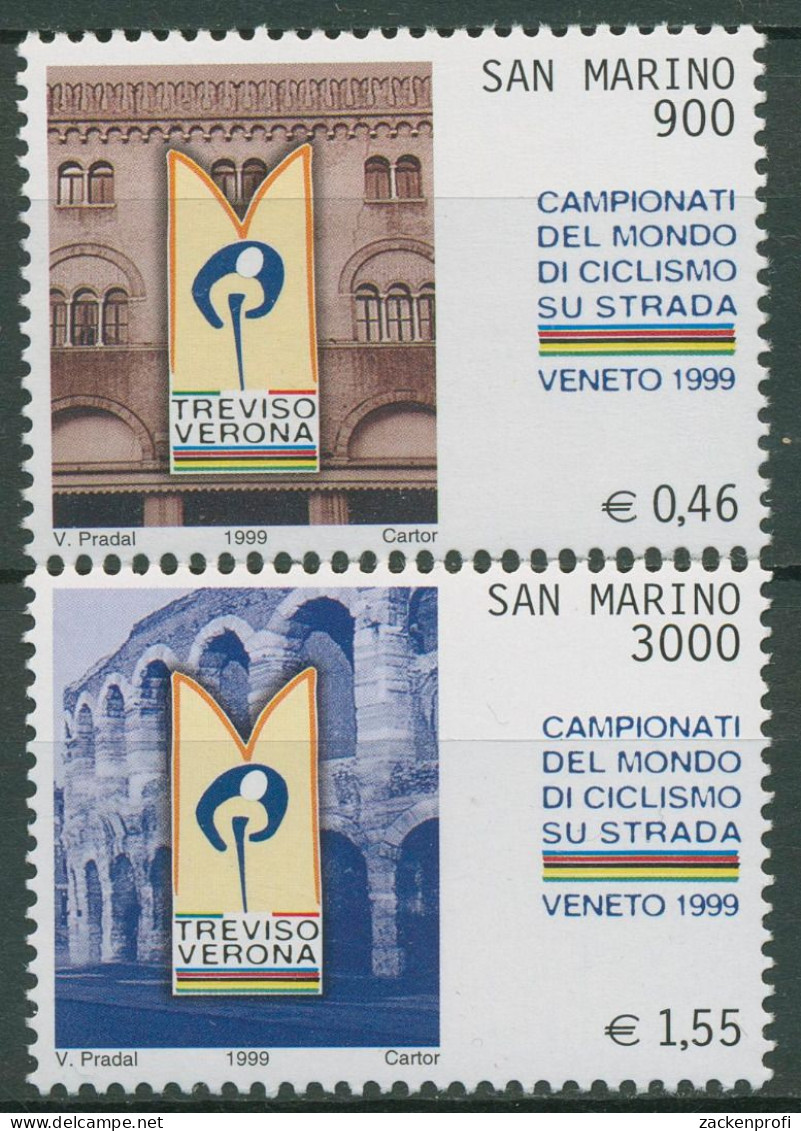 San Marino 1999 Radsport Straßenrad-WM Treviso & Verona 1834/35 Postfrisch - Neufs