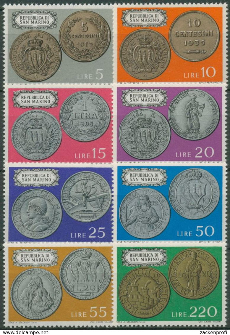 San Marino 1972 Münzen 1017/24 Postfrisch - Unused Stamps