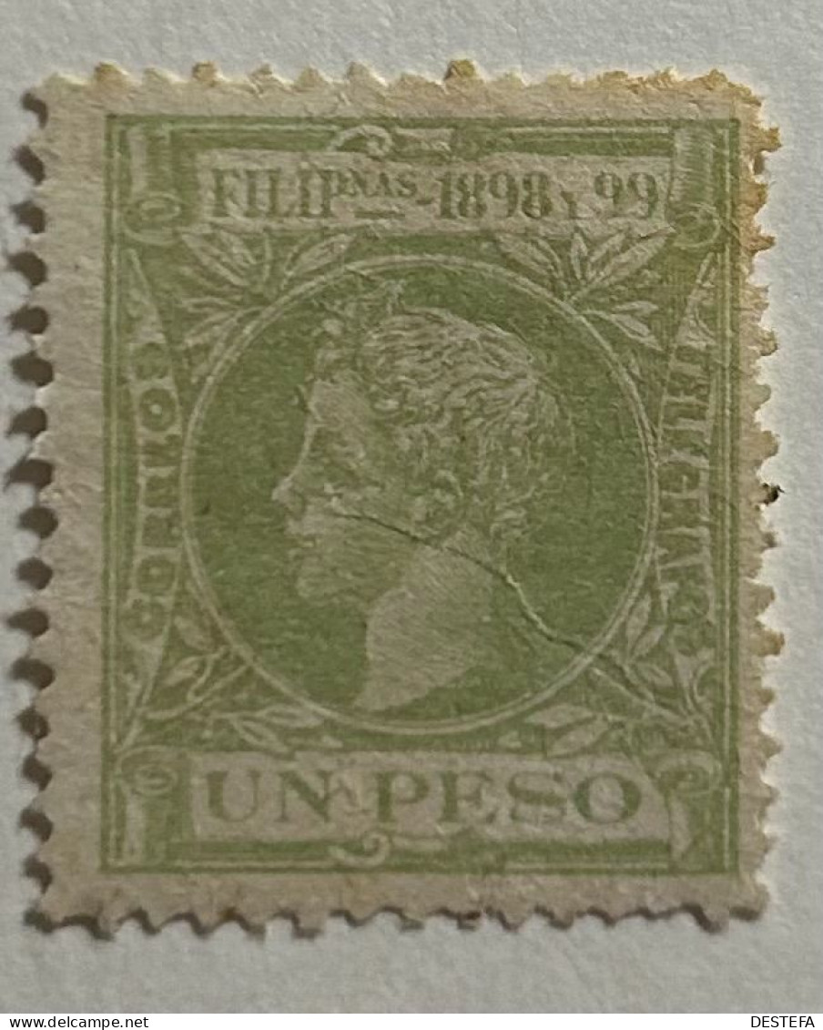 1898.- FILIPINAS ESPAÑOLA Un Peso. Edifil Nº 149. Nuevo Con Fijasellos Sin Goma (*) - Philippinen