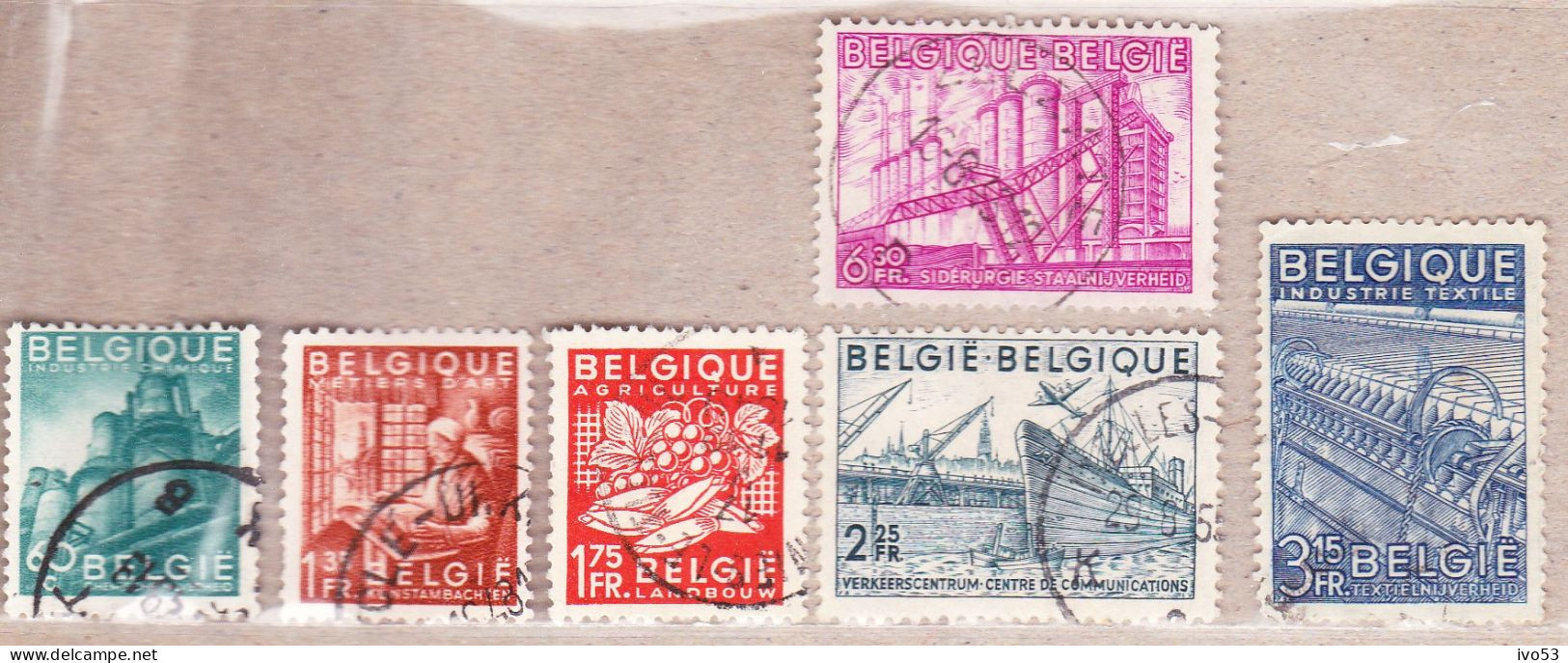 1948 Nr 761-66 Gestempeld,zonder Gom.Belgische Uitvoer.OBP 4 Euro. - Oblitérés