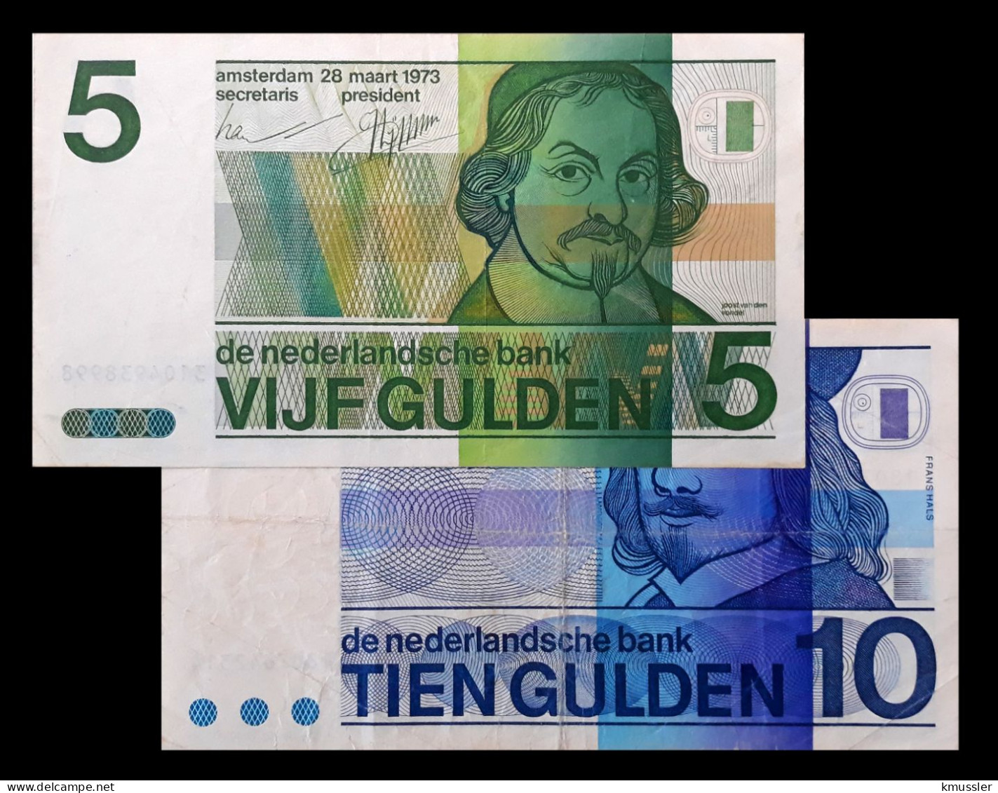 # # # Paar Banknoten Niederlande (Netherlands) 5 + 10 Gulden 1973 # # # - 5 Gulden