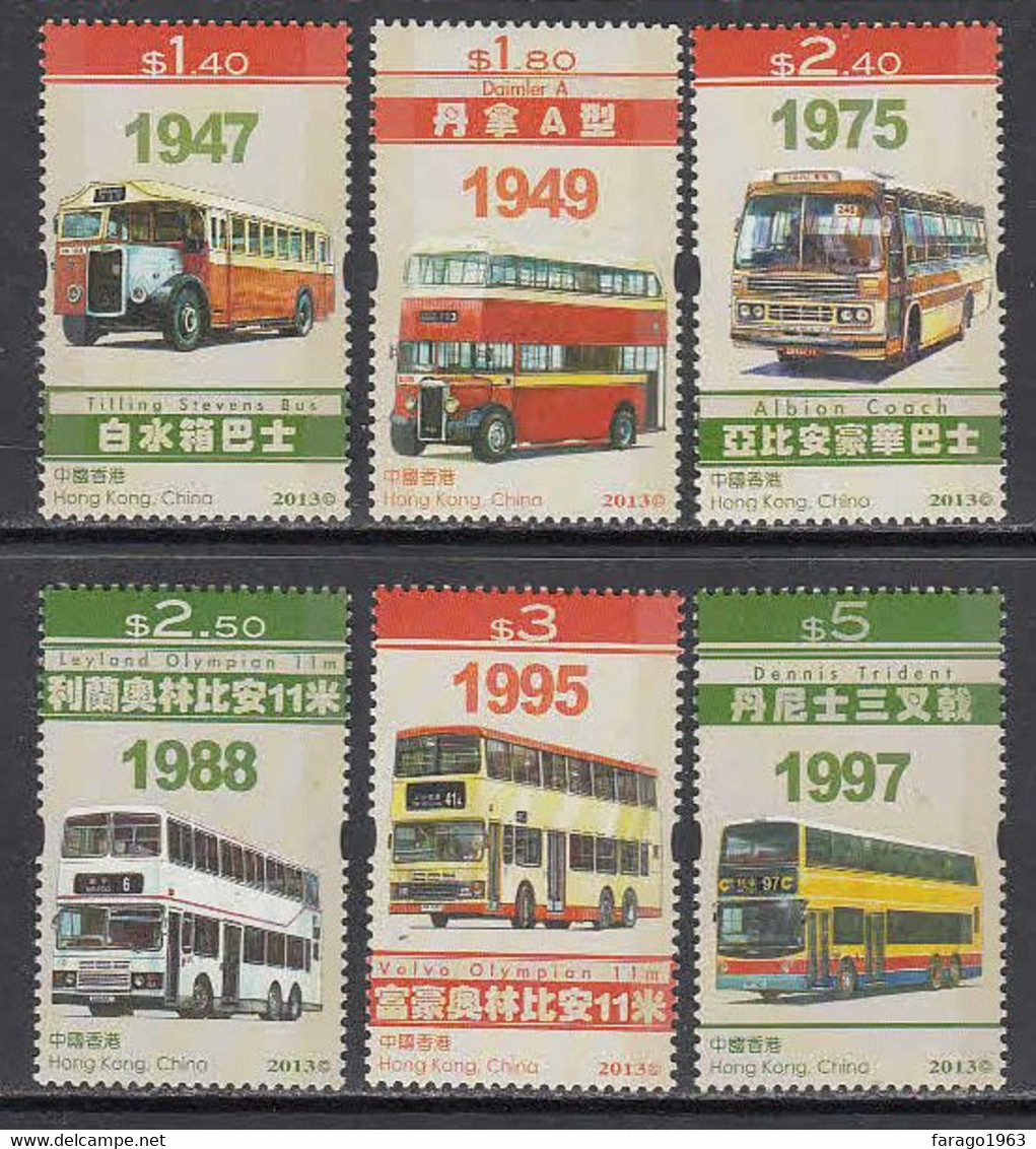 2013 Hong Kong Buses Transport Complete Set Of 6 MNH @ FACE VALUE - Neufs