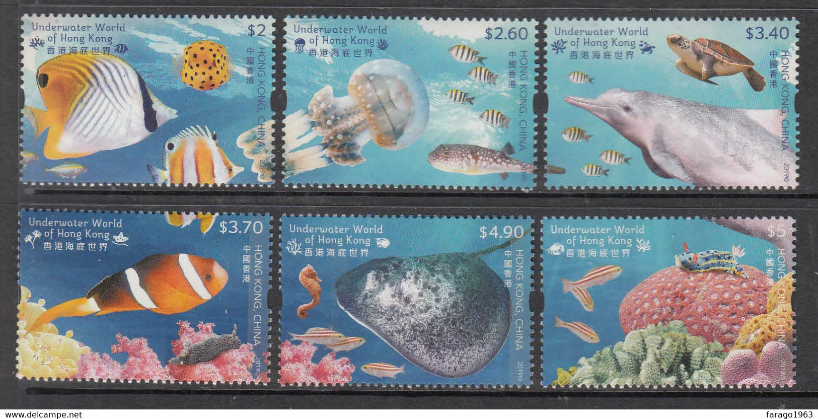 2019 Hong Kong Underwater World Marine Life Turtles Dolphins  Complete Set Of 6 MNH @  FACE VALUE - Nuovi