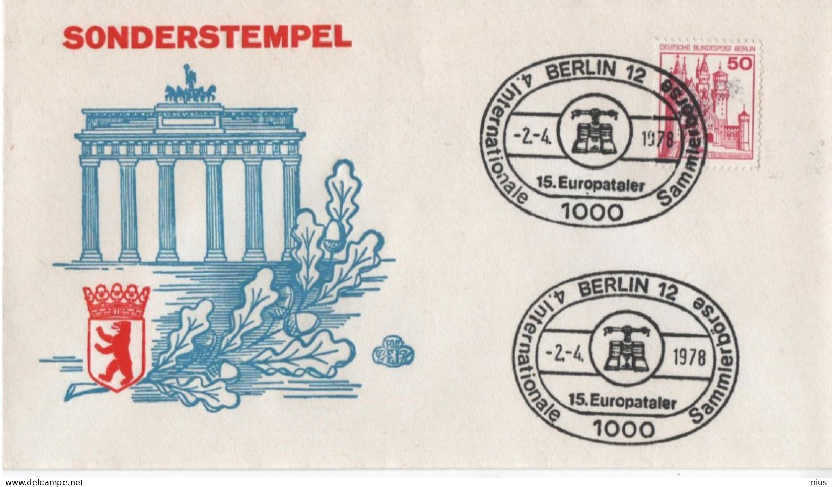 Germany Deutschland 1978 FDC 4. Internationale Sammlerborse, 15. Europataler, Berlin - 1971-1980