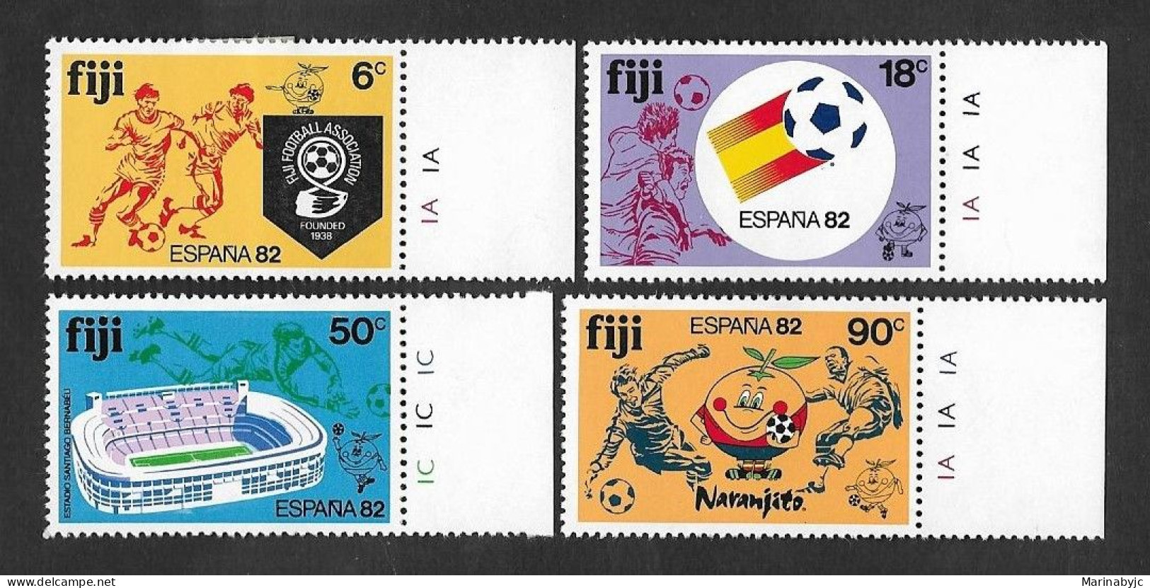 SD)1982 FIJI SERIES SPORTS, FOOTBALL, WORLD CHAMPIONSHIP SPAIN 82', 4 MINT STAMPS - Fiji (1970-...)