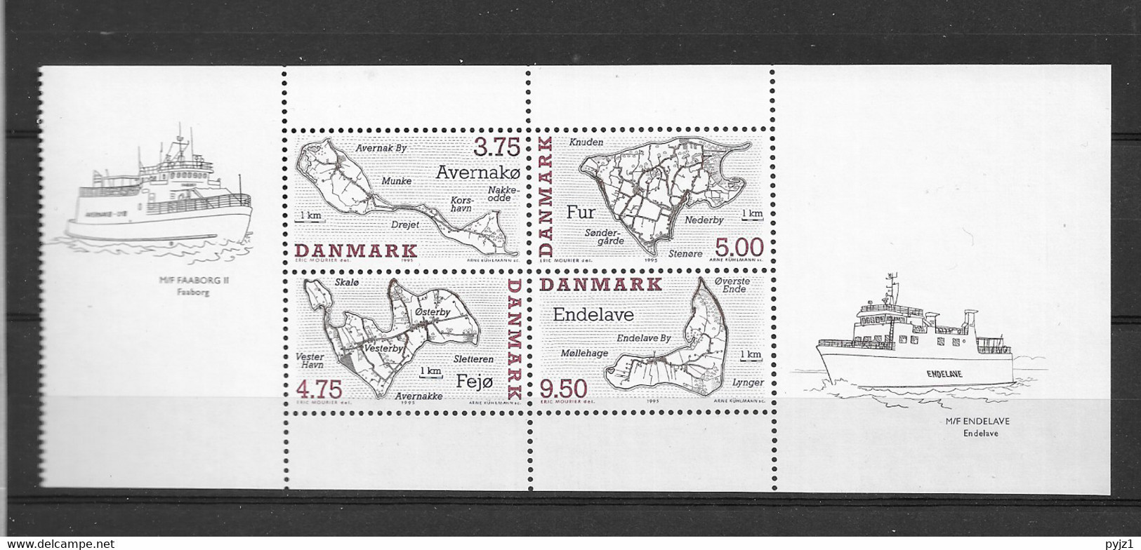 1995 MNH Denmark, Booklet Pane - Blocks & Sheetlets