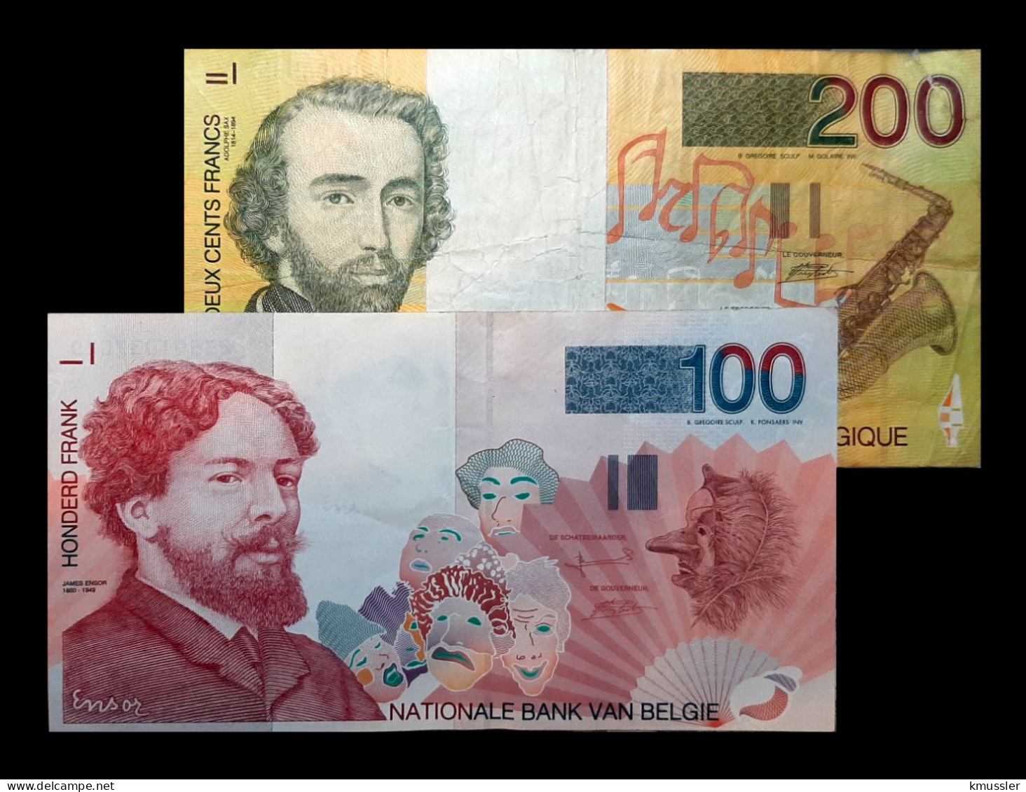 # # # Set Banknoten Belgien (Belgium) 100 + 200 Francs # # # - 100 Franchi