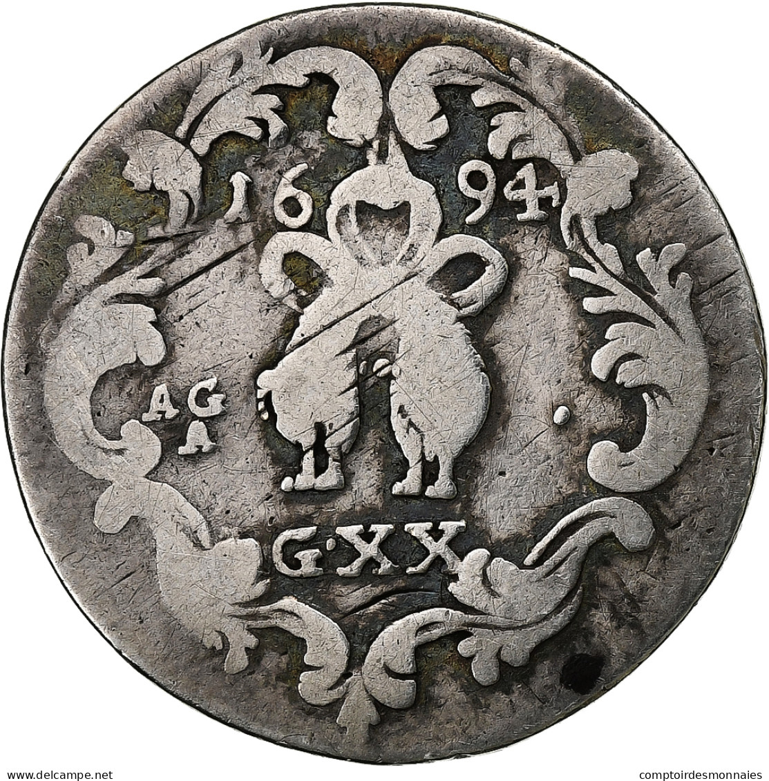 États Italiens, NAPLES, Carlo II, Tari, 1694, Naples, Argent, TB, KM:117 - Naples & Sicile