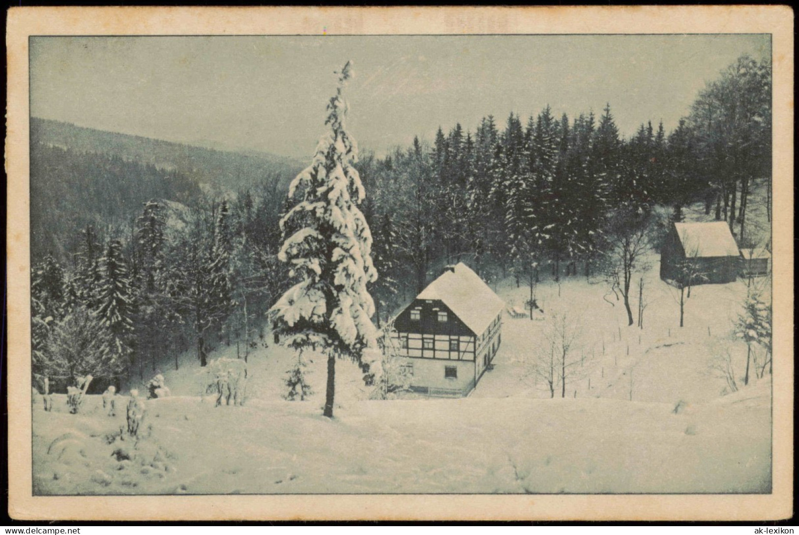 Ansprung-Marienberg Erzgebirge Hüttstadtmühle Winter 1927 Gel. Bahnpoststempel - Marienberg