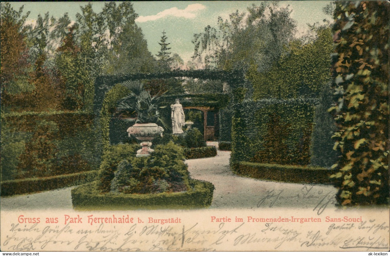 Burgstädt Gruss Aus Park Herrenhaide, Promenaden-Irrgarten Sans-Souci 1904 - Burgstaedt