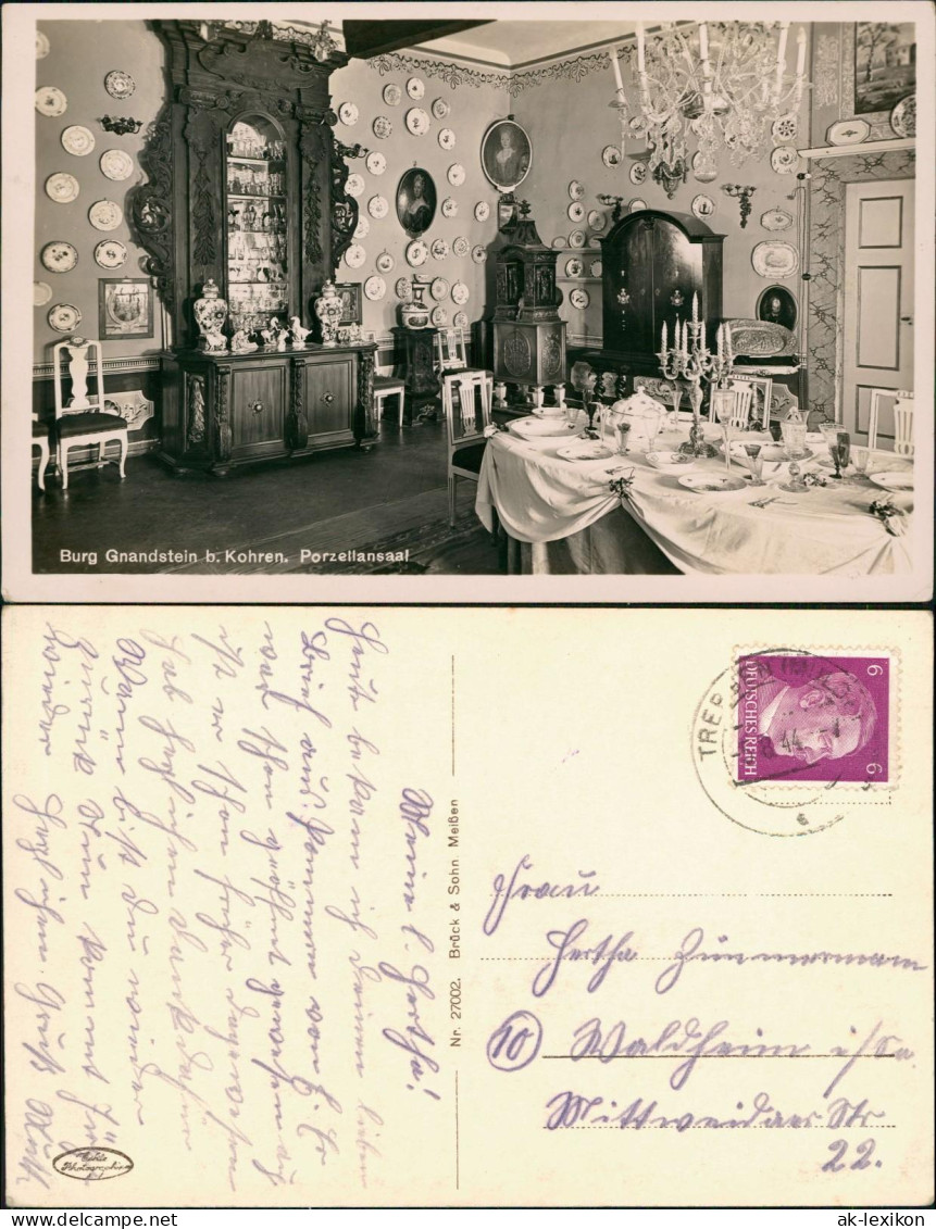 Ansichtskarte Gnandstein-Kohren-Sahlis Burg Gnandstein Porzellansaal 1944 - Kohren-Sahlis