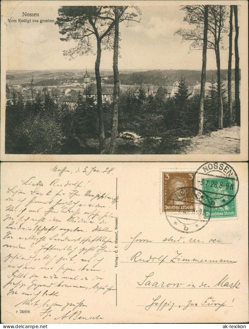 Ansichtskarte Nossen Panorama-Blick Vom Rodigt 1928 Stempel NOSSEN - Nossen