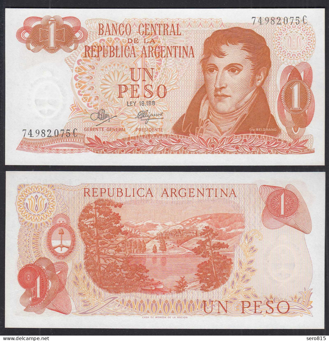 Argentinien - Argentina 1 Pesos (1970-73) UNC Pick 287 UNC (1)    (31182 - Sonstige – Amerika
