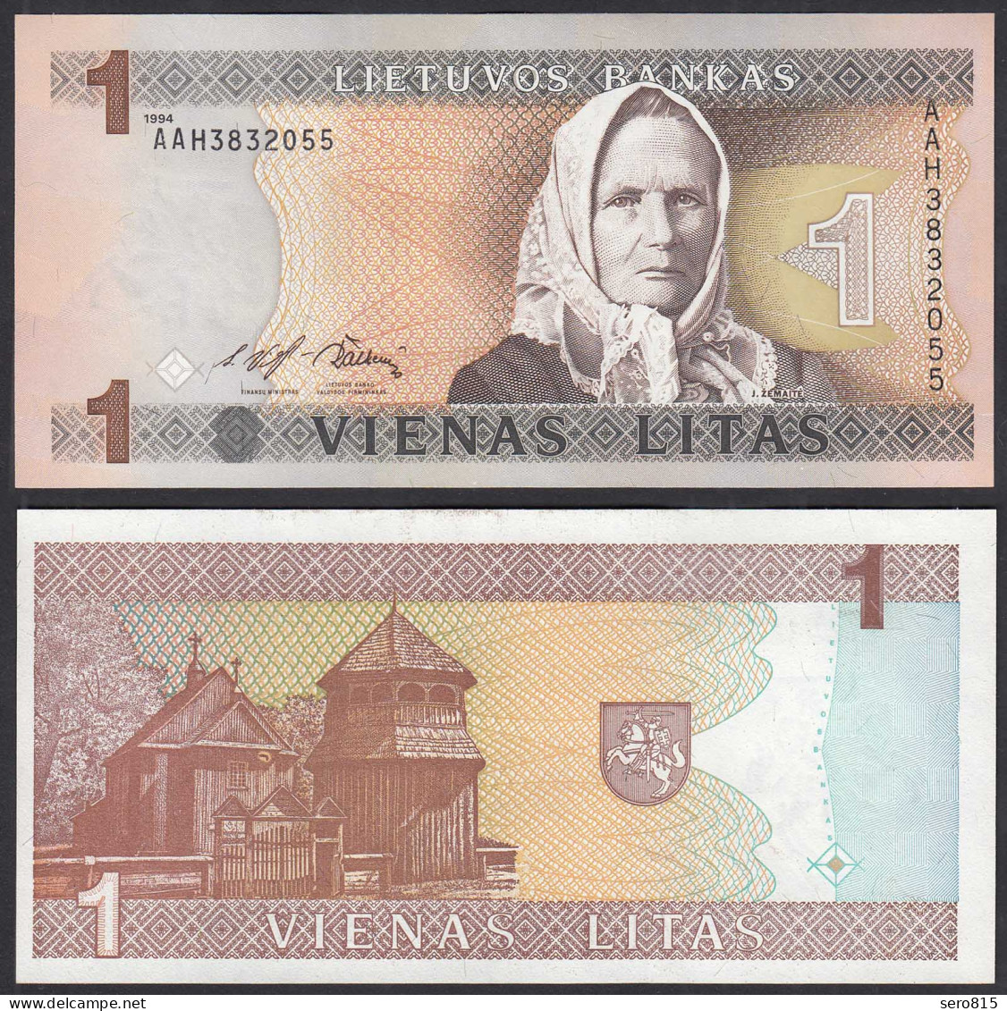 Litauen - Lithunia 1 Talonas Banknote 1994 Pick 53a UNC (1)    (31867 - Lituania