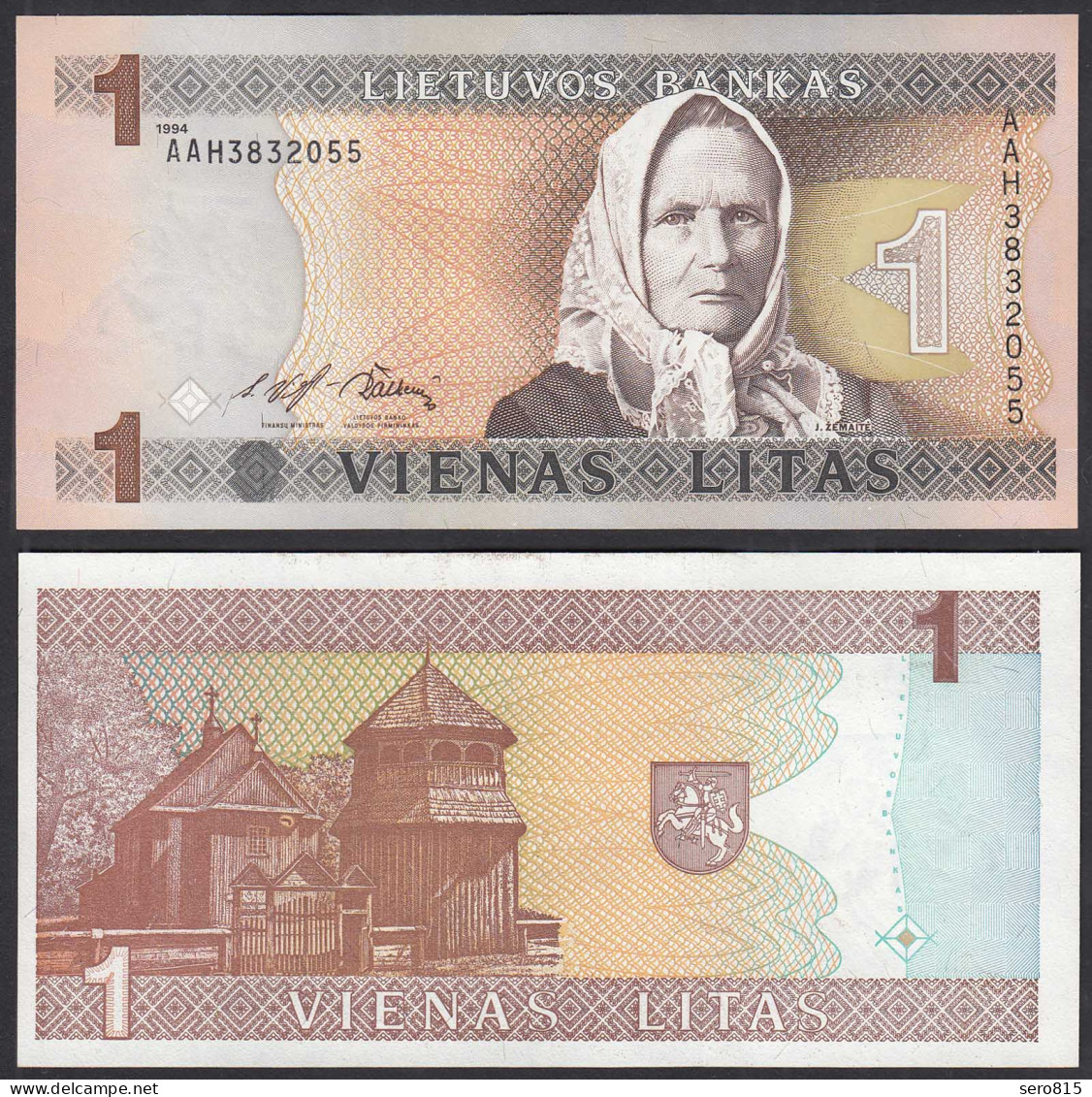 Litauen - Lithunia 1 Talonas Banknote 1994 Pick 53a UNC (1)    (31867 - Lituanie