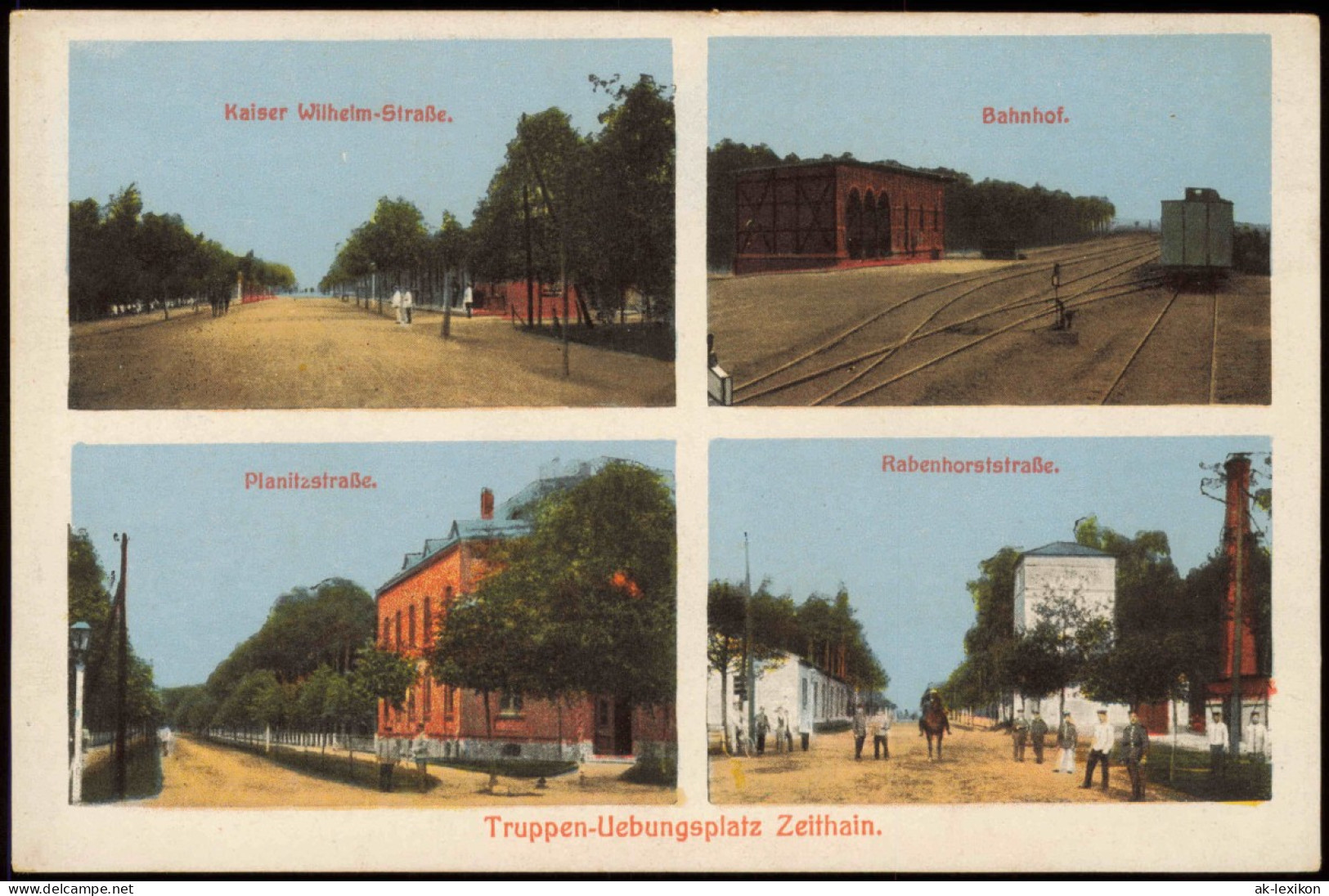 Ansichtskarte Zeithain Planitzstraße, Bahnhof, Rabenhorststraße 1915 - Zeithain