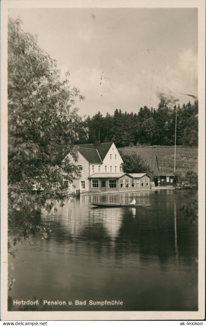Ansichtskarte Hetzdorf-Halsbrücke Pension Bad Sumpfmühle 1933  Landpoststempel - Hetzdorf