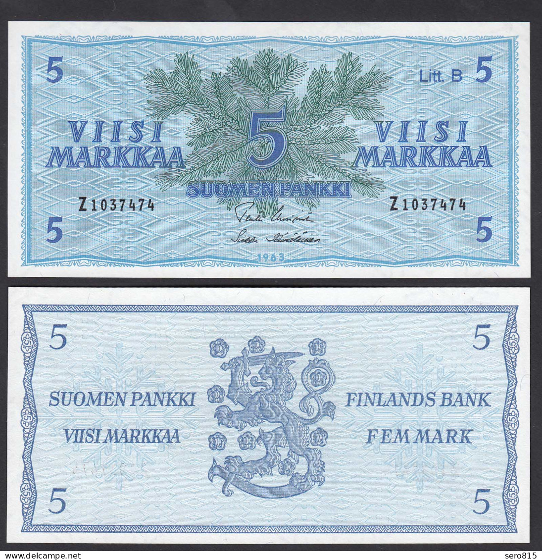 FINNLAND - FINLAND 5 MARKKA 1963 PICK 106Aa UNC (1)   (24979 - Finnland