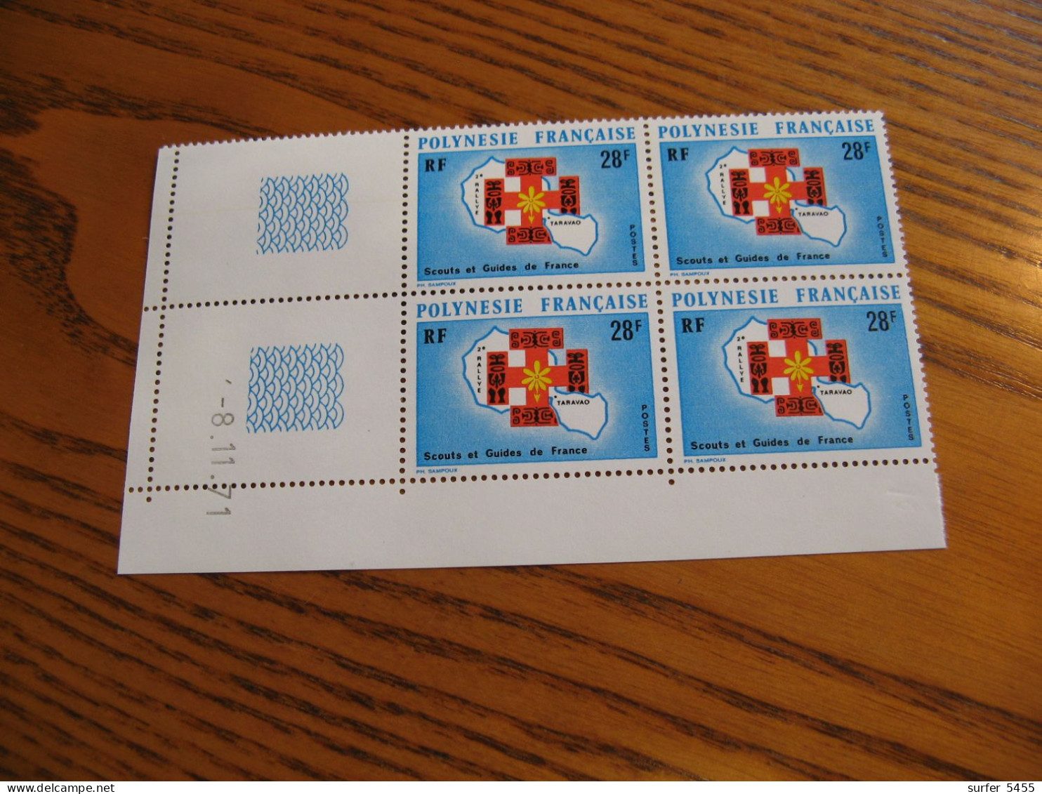POLYNESIE YVERT POSTE ORDINAIRE N° 91 BLOC DE 4 CD NEUF** LUXE - MNH - COTE 65,20 E - Unused Stamps