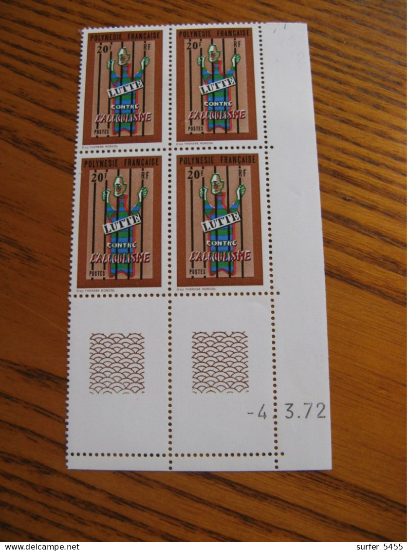POLYNESIE YVERT POSTE ORDINAIRE N° 92 BLOC DE 4 CD NEUF** LUXE - MNH - COTE 54,00 E - Unused Stamps