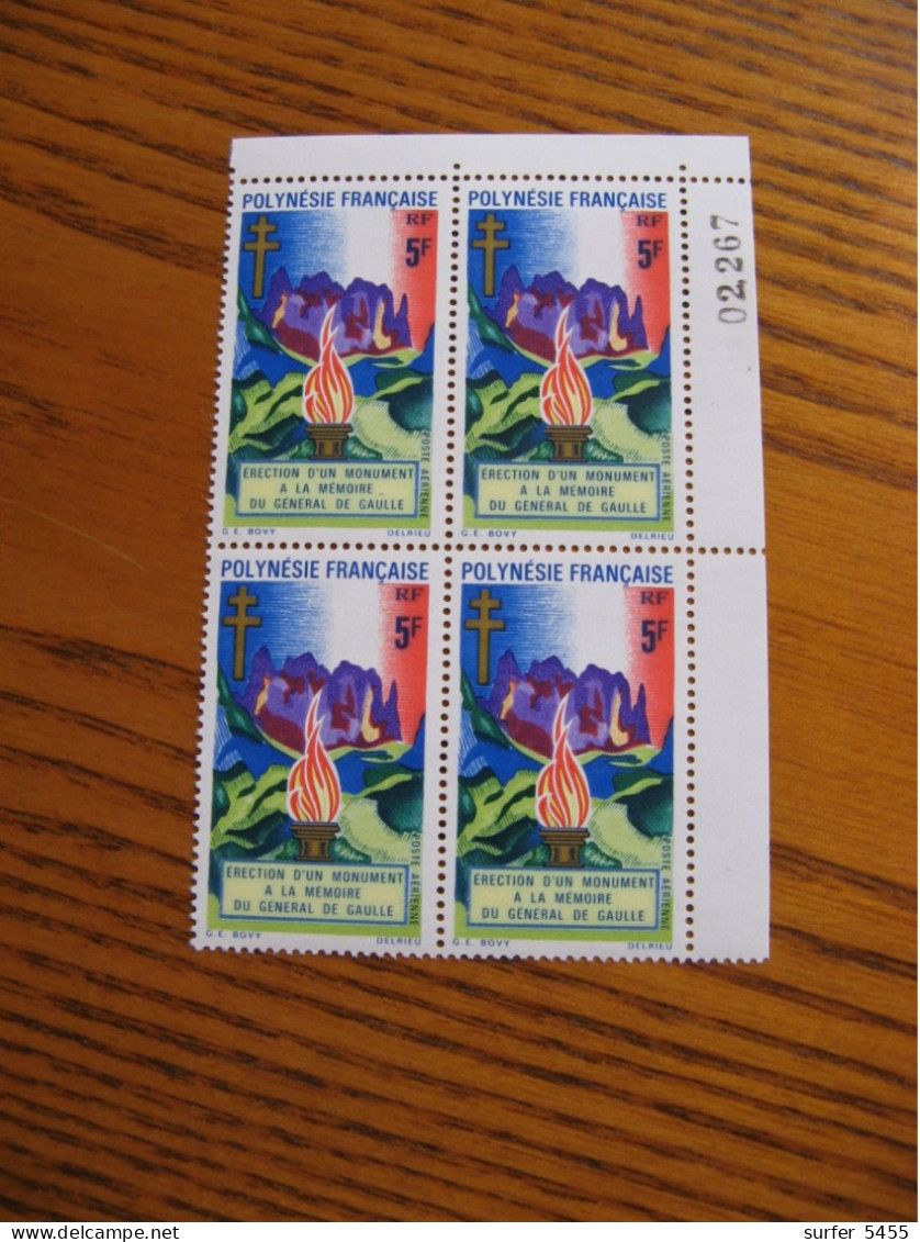 POLYNESIE YVERT POSTE AERIENNE N° 46 BLOC DE 4  NEUF** LUXE - MNH - COTE 40,80 E - Unused Stamps