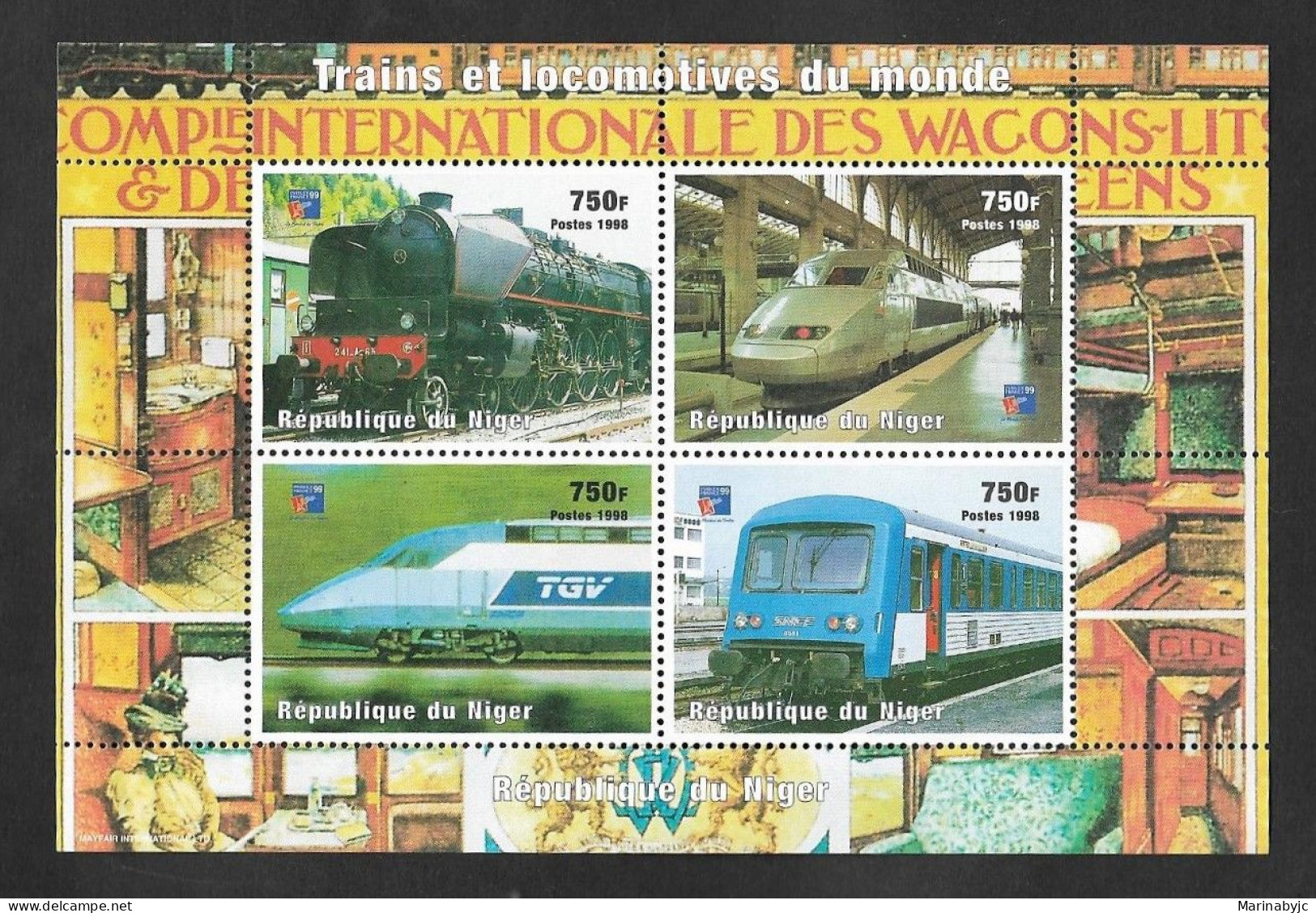 SD)1998 NIGERIA TRAINS AND LOCOMOTIVES OF THE WORLD, SOUVENIR SHEET, MNH - Nigeria (1961-...)