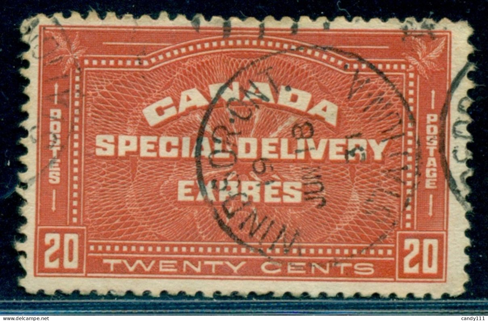 1930 Special Delivery EXPRES,CANADA,Mi.156 , 20 C.=TWENTY CENTS Text,VFU - Oblitérés