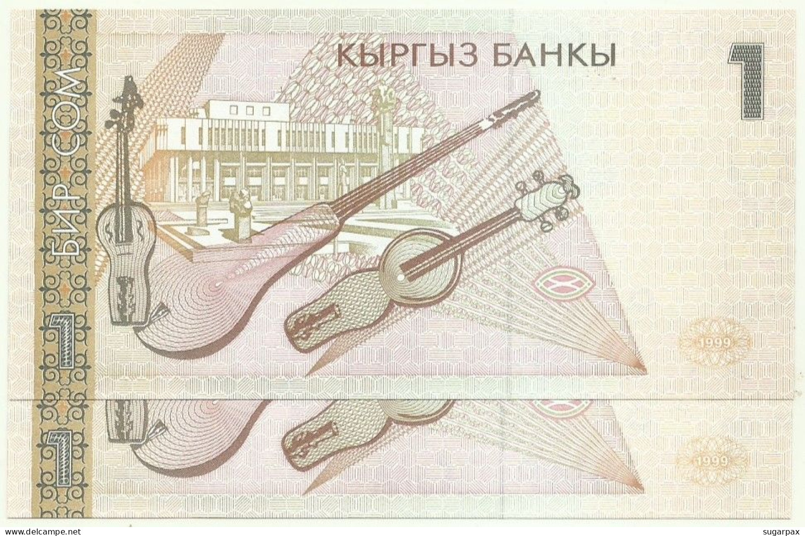 KYRGYZSTAN - 2 X 1 SOM Consecutive - 1999 - Pick 15 - UNC. - Série BF - Kirgizïe