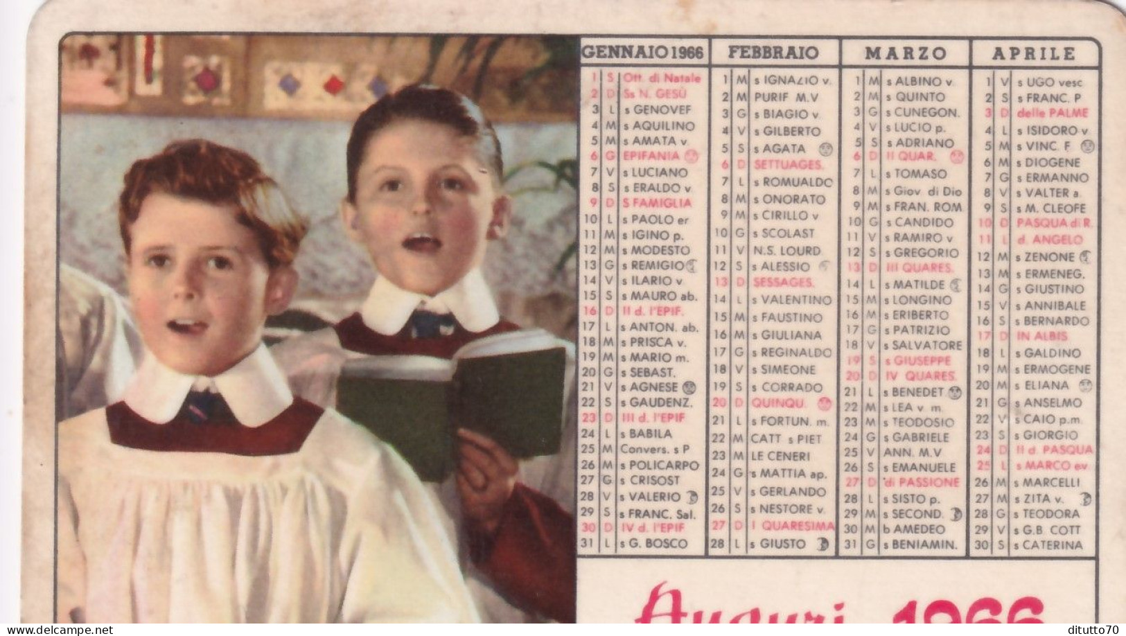Calendarietto - Casa S.maria - Pagliare - Ascoli Piceno - Anno 1966 - Petit Format : 1961-70