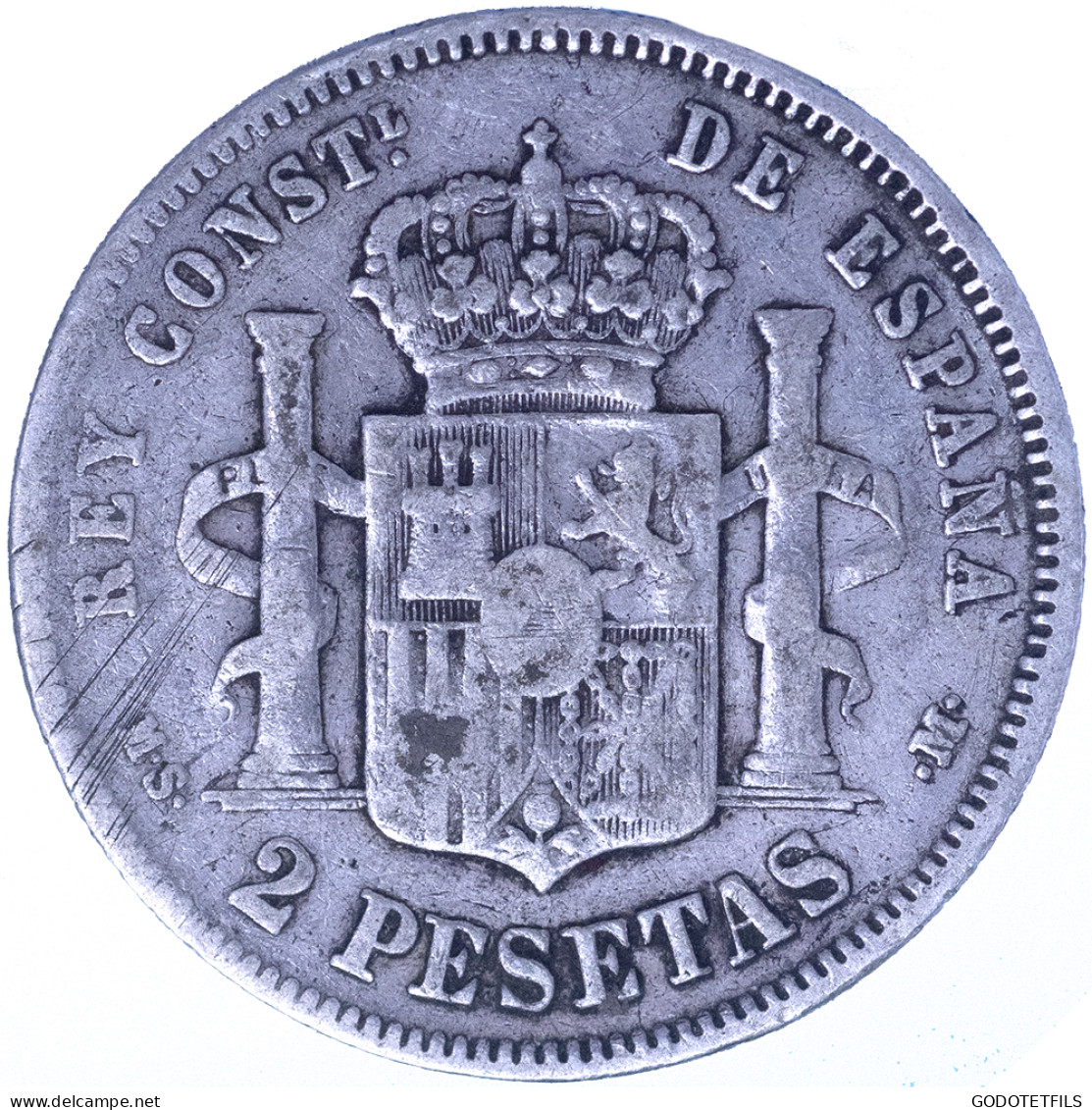 Espagne-2 Pesetas Alphonse XII 1882 Madrid - Otros & Sin Clasificación