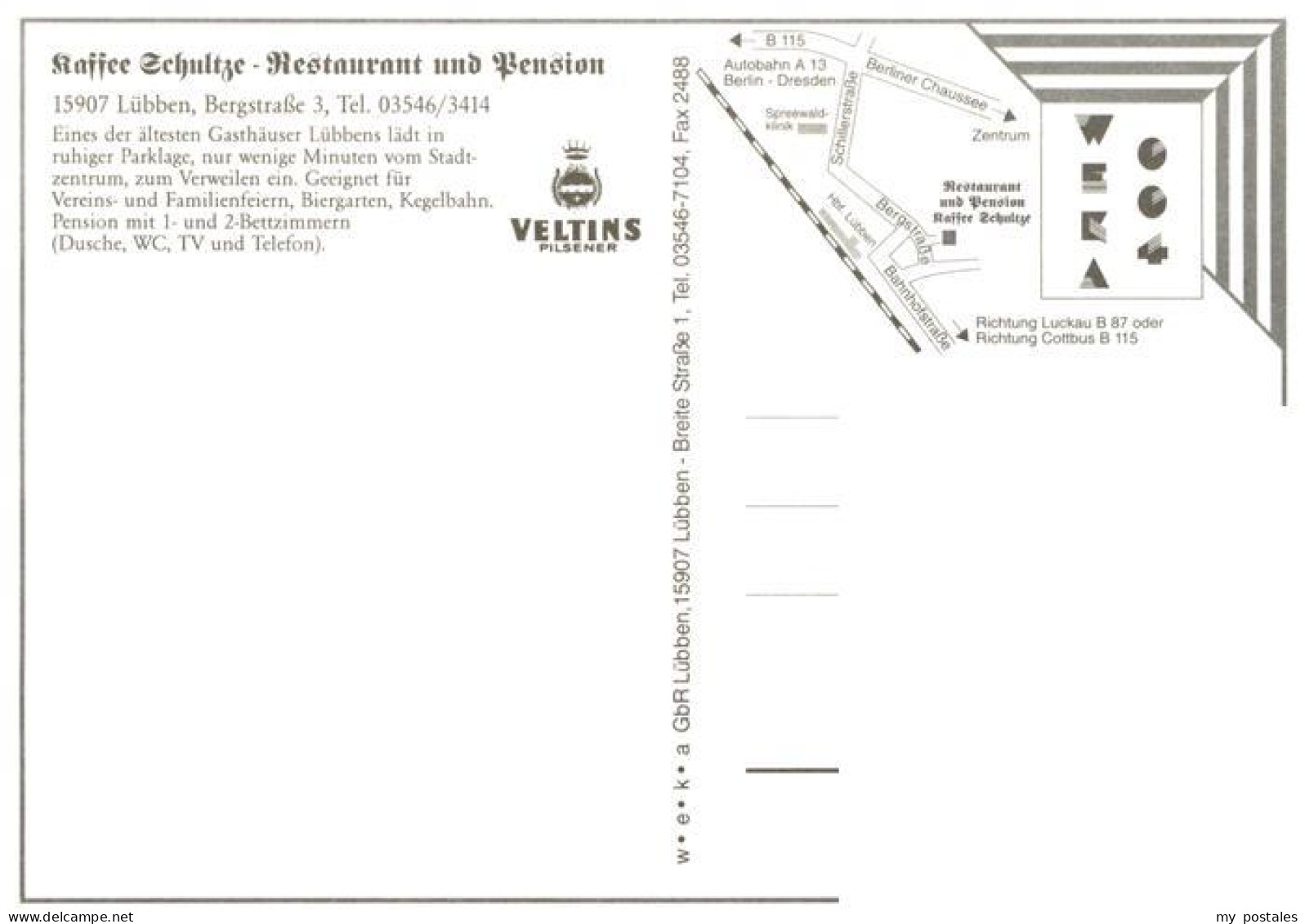 73959107 Luebben_Spreewald Kaffee Schultze Restaurant Pension Gastraum Gartenter - Luebben (Spreewald)