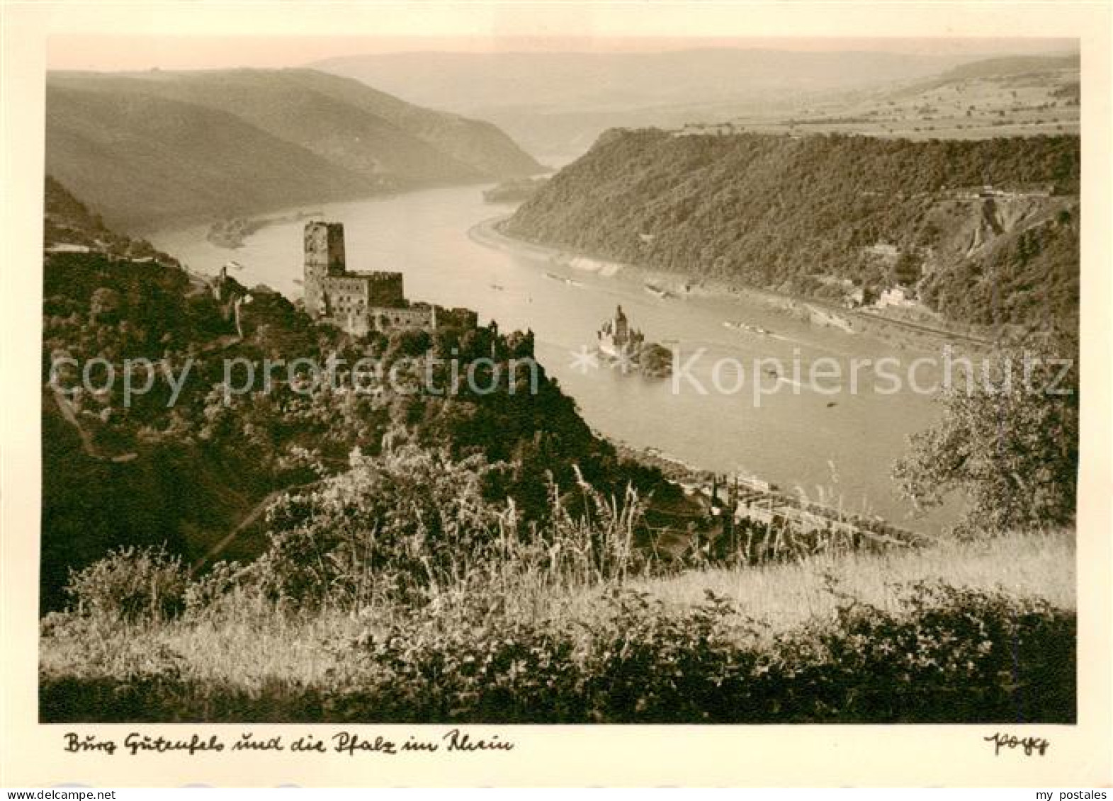 73811135 Kaub Caub Rhein Burg Gutenfels Und Die Pfalz  - Kaub