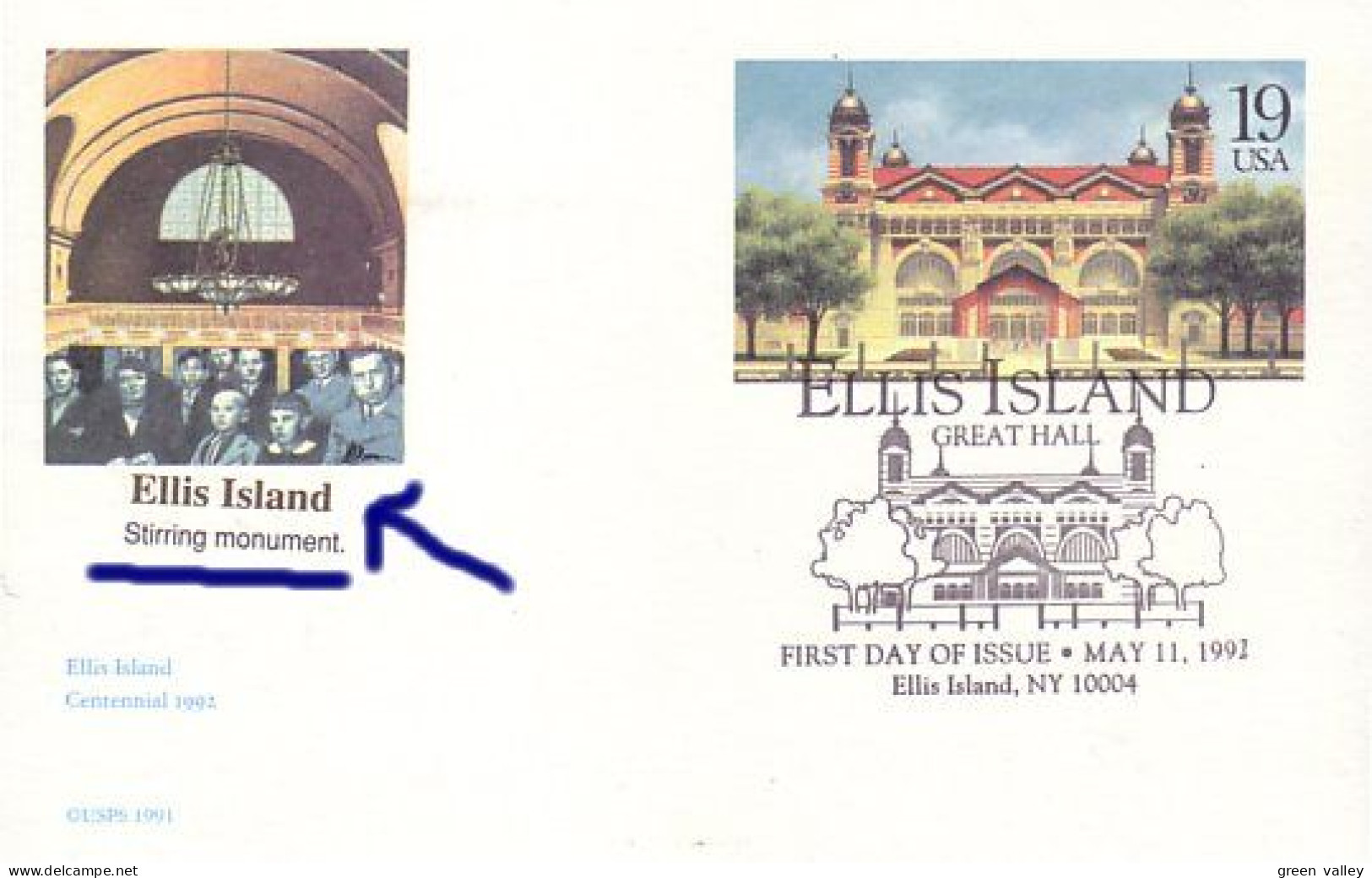 A42 135 US Postcard Ellis Island FDC - Ellis Island