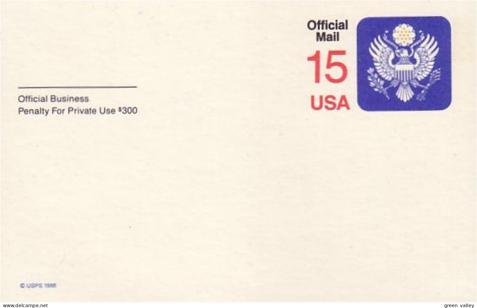 A42 108 US Postcard Eagle Official Mail - Sobres