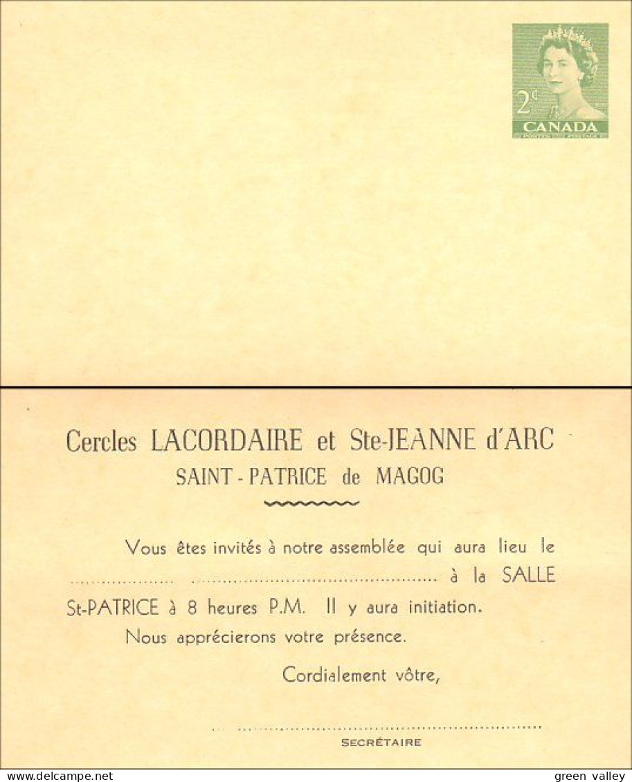 A42 7b Canada Carte Postale QEII 2c Green Cercle Lacordaire Sainte-Jeanne D'Arc Karsh - Cristianismo