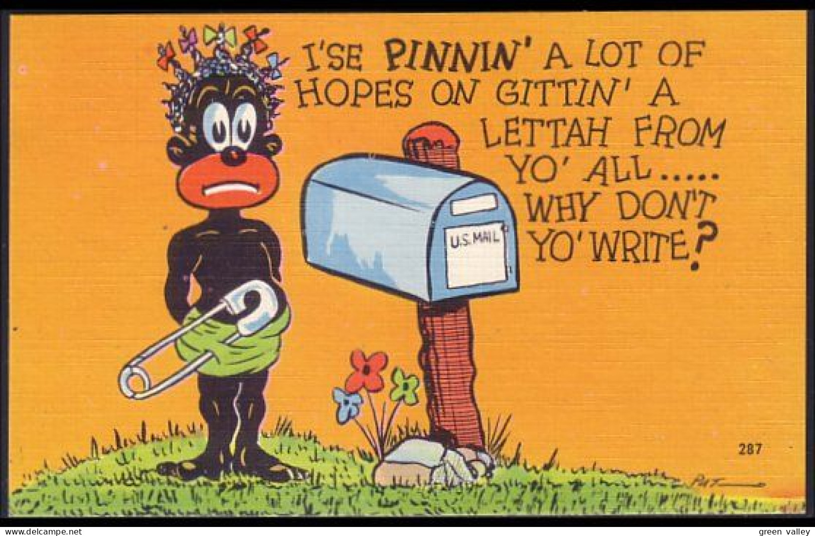 A45 350 PC Humour Black Boy Waiting For The Mail Unused - Unclassified