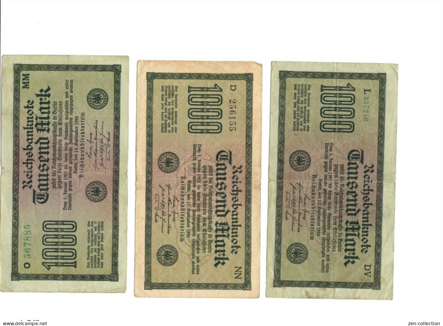 Set 3 WW2 Germany Nazi Propaganda FORGERY Overprint On Genuine 20,000 Mark 1923 Banknote VF/VF- - Sonstige & Ohne Zuordnung
